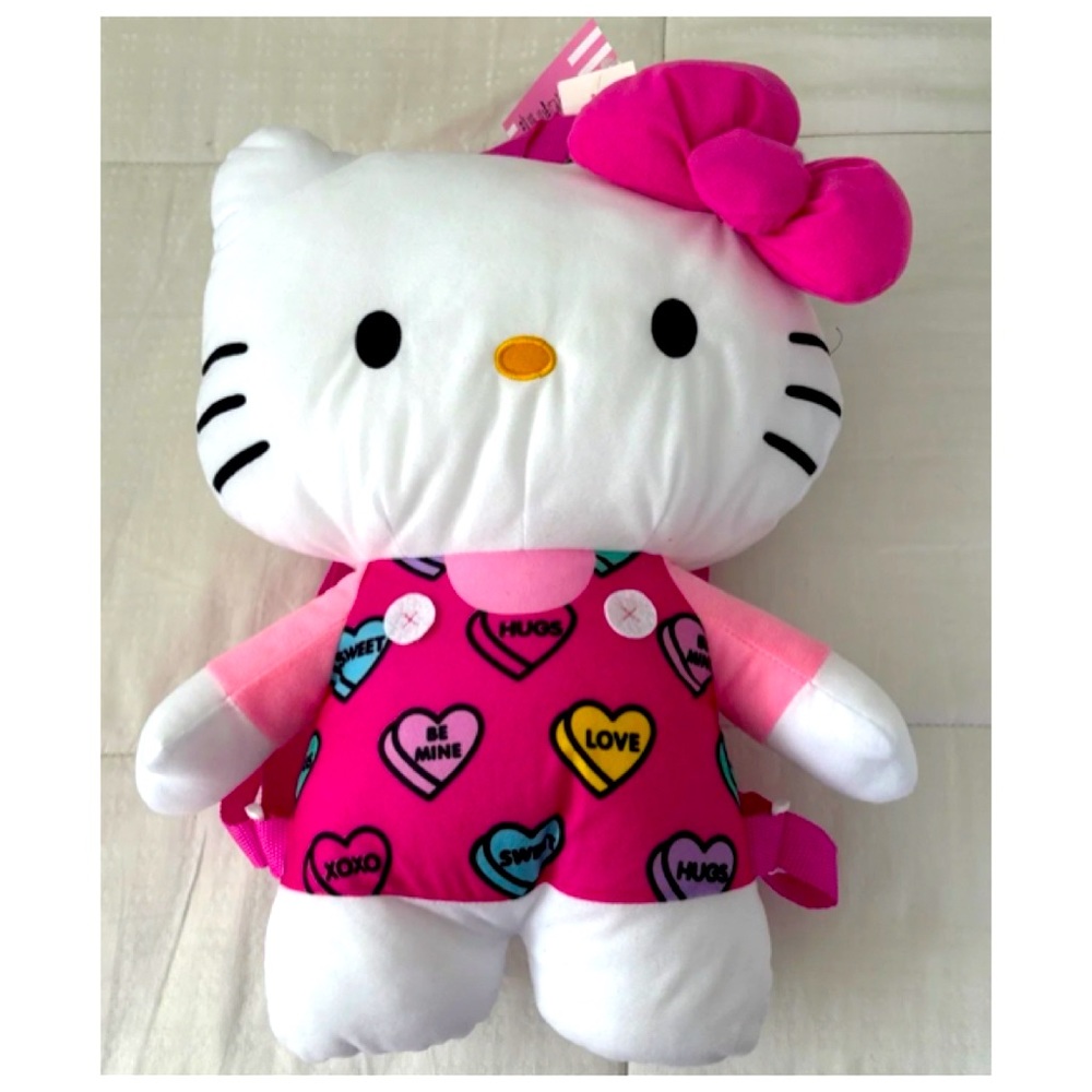 NEW Hello Kitty Jumbo Valentine's Plush Backpack - Picture 4 of 7